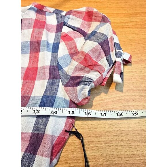 Revolve Privacy Please Dress Sz XS Emilia Mini Linen Plaid Cottagecore Patriotic - Picture 4 of 12